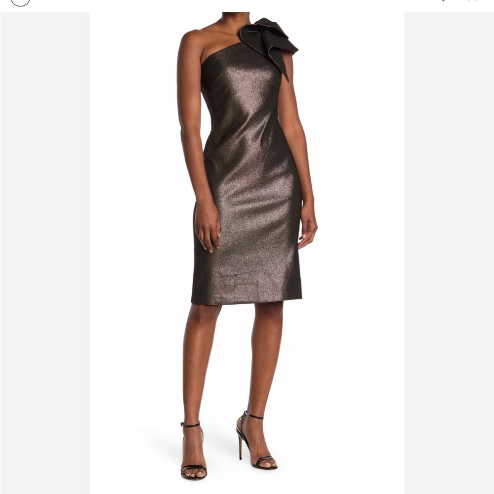 Eliza J Metallic Bronze  One-Shoulder Dress